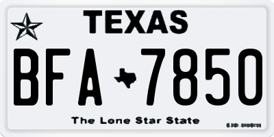 TX license plate BFA7850