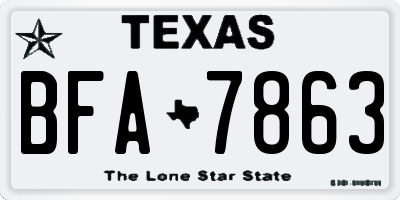TX license plate BFA7863