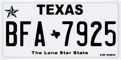 TX license plate BFA7925