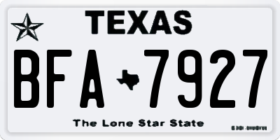 TX license plate BFA7927