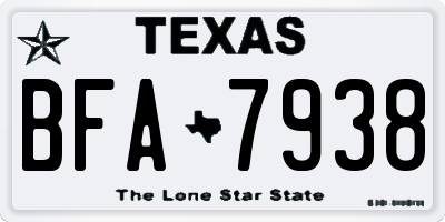 TX license plate BFA7938