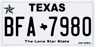 TX license plate BFA7980