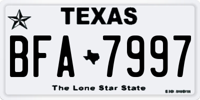 TX license plate BFA7997