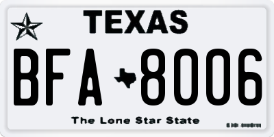 TX license plate BFA8006