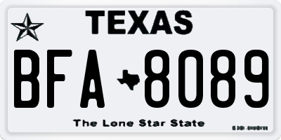 TX license plate BFA8089