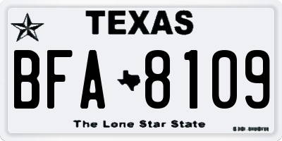 TX license plate BFA8109