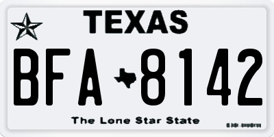 TX license plate BFA8142