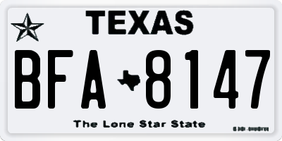 TX license plate BFA8147