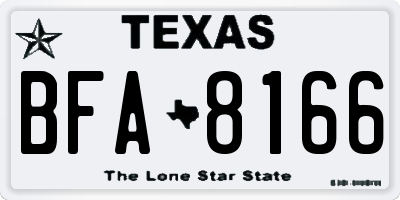 TX license plate BFA8166