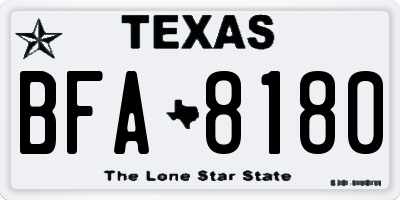 TX license plate BFA8180