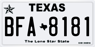 TX license plate BFA8181