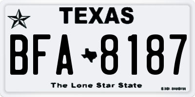 TX license plate BFA8187