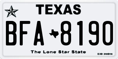 TX license plate BFA8190