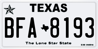 TX license plate BFA8193