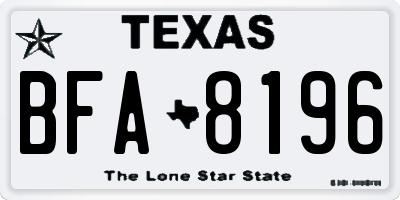 TX license plate BFA8196