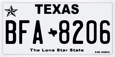 TX license plate BFA8206