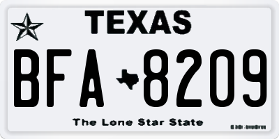TX license plate BFA8209