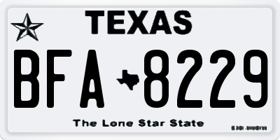 TX license plate BFA8229