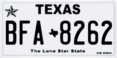 TX license plate BFA8262