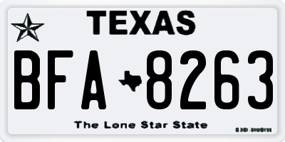 TX license plate BFA8263