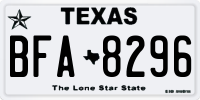 TX license plate BFA8296