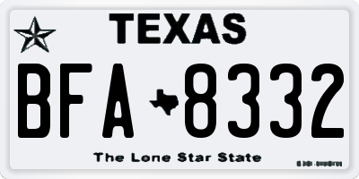TX license plate BFA8332