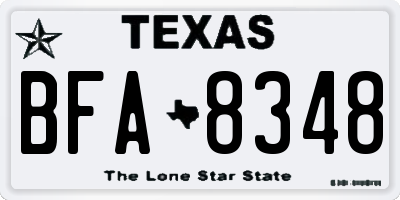 TX license plate BFA8348