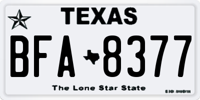 TX license plate BFA8377