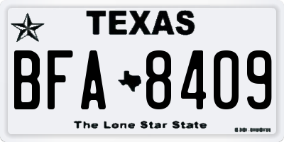 TX license plate BFA8409