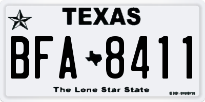 TX license plate BFA8411
