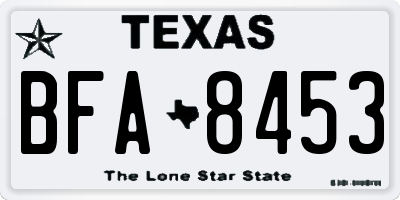TX license plate BFA8453