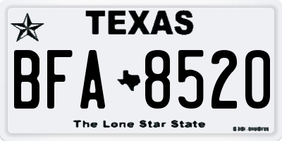 TX license plate BFA8520