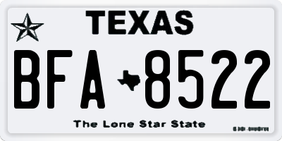 TX license plate BFA8522