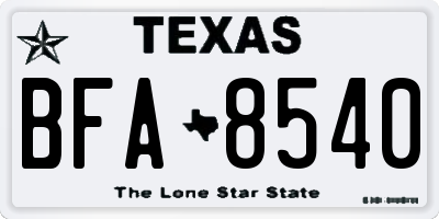 TX license plate BFA8540