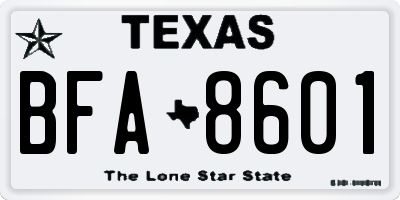 TX license plate BFA8601