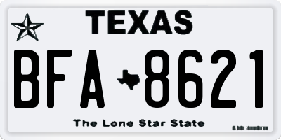 TX license plate BFA8621