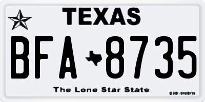 TX license plate BFA8735