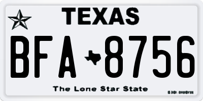 TX license plate BFA8756