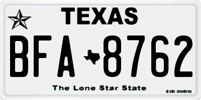 TX license plate BFA8762