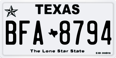 TX license plate BFA8794
