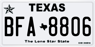 TX license plate BFA8806