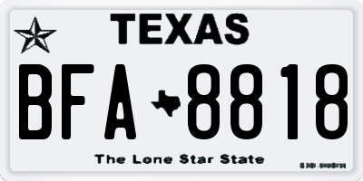 TX license plate BFA8818