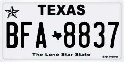 TX license plate BFA8837