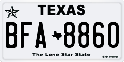 TX license plate BFA8860