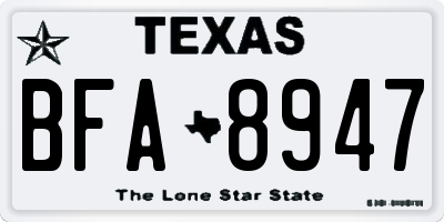 TX license plate BFA8947