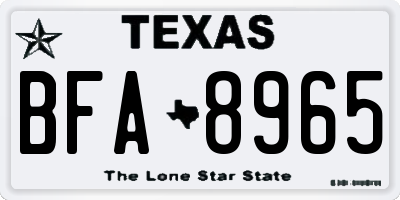 TX license plate BFA8965