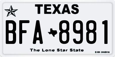 TX license plate BFA8981