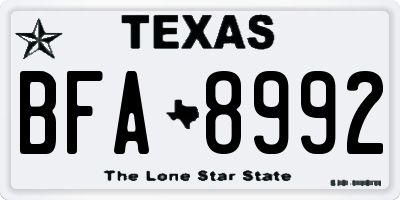 TX license plate BFA8992