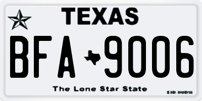 TX license plate BFA9006