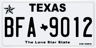 TX license plate BFA9012